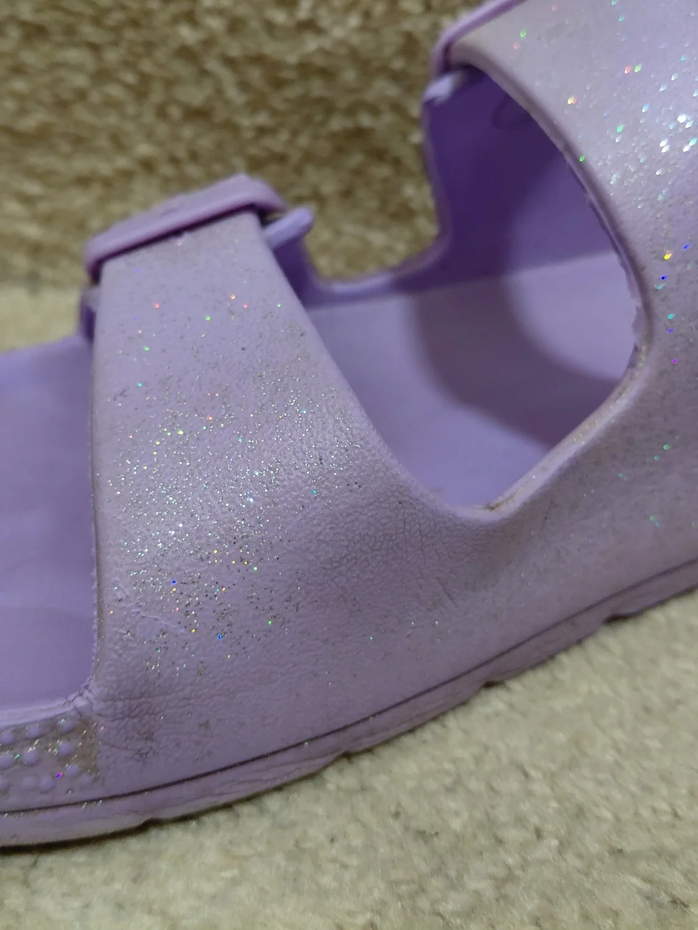 The Children's Place Girl's Casual Lilac Glitter Slides Sandals
